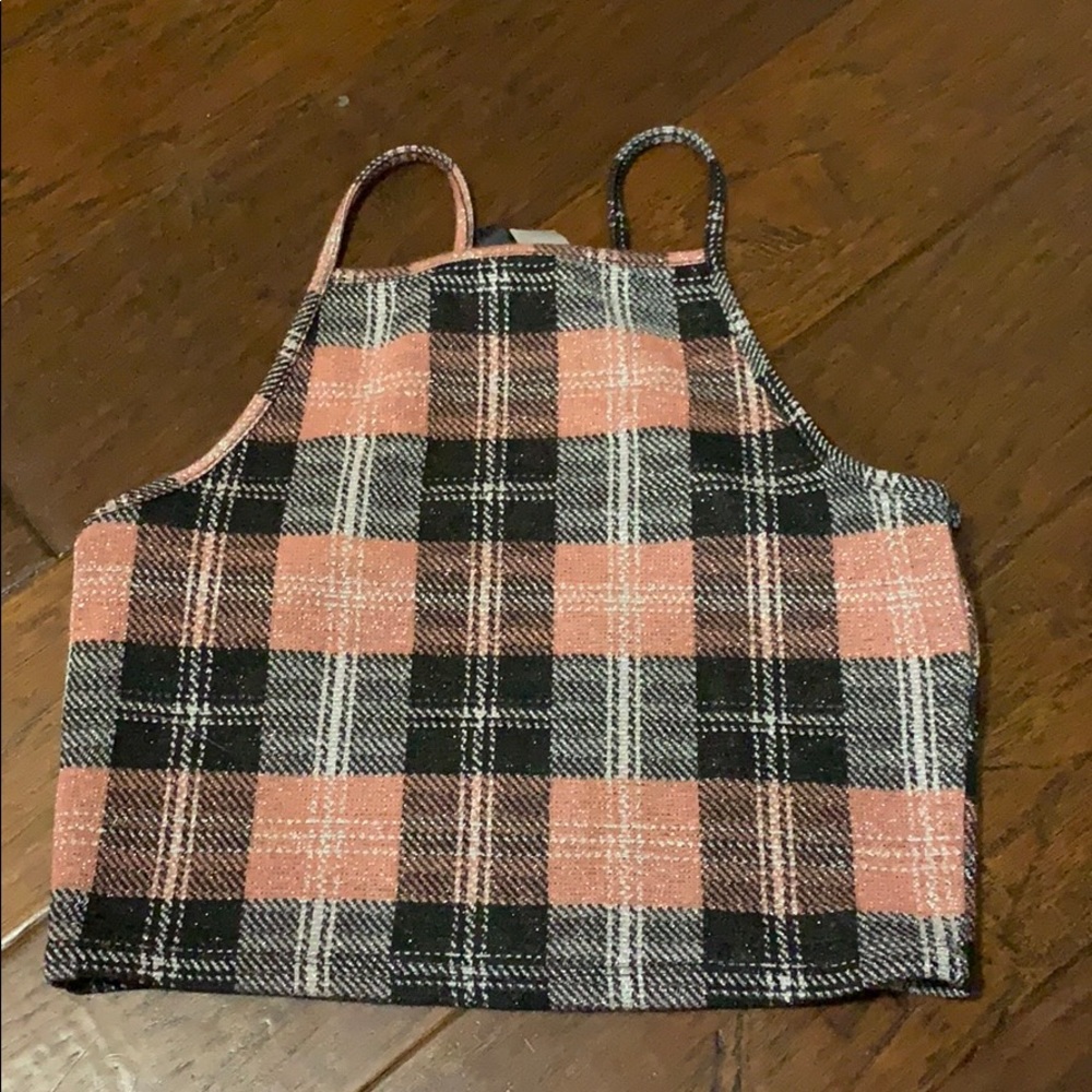 Plaid halter crop top